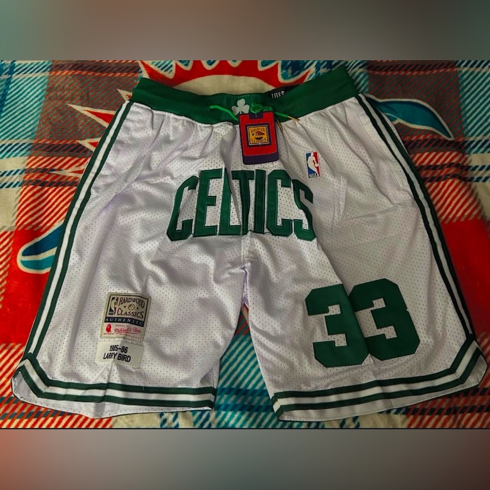 Celtics White and Green Basketball Shorts